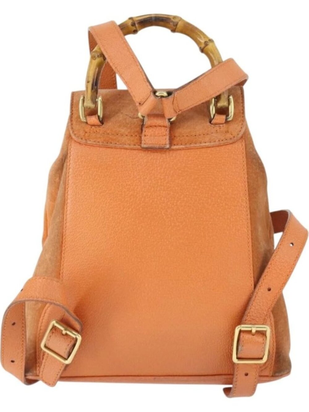 GUCCI Bamboo Backpack Suede Orange Gold Auth 169373 - Picture 2 of 15
